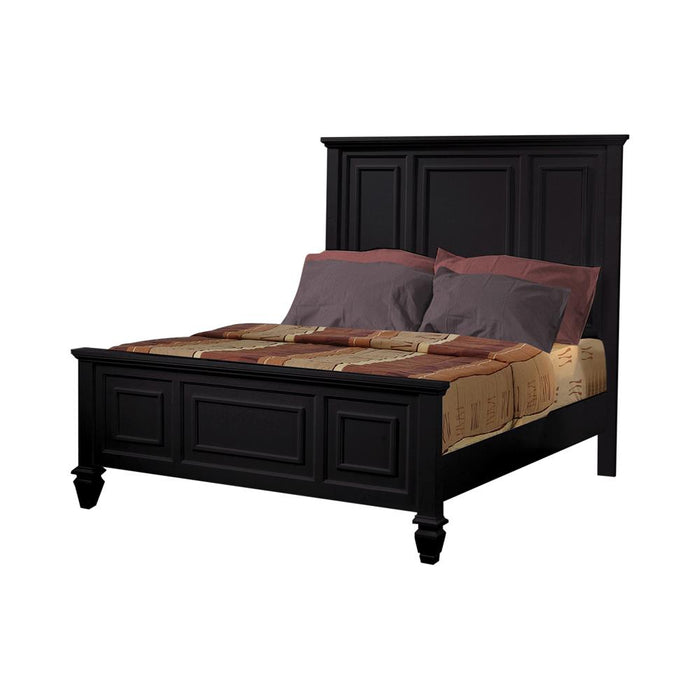 Sandy Beach Queen & E.King Panel Bed with High Headboard Black & White