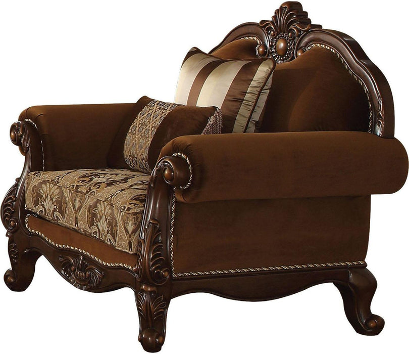 Acme Furniture Jardena Chair with 2 Pillows in Cherry Oak 50657