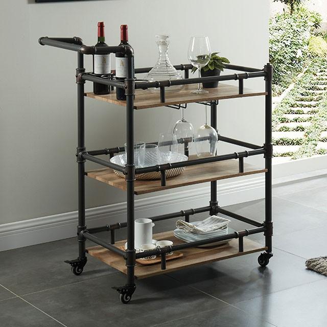Aylmer Sand Black/Natural Serving Cart
