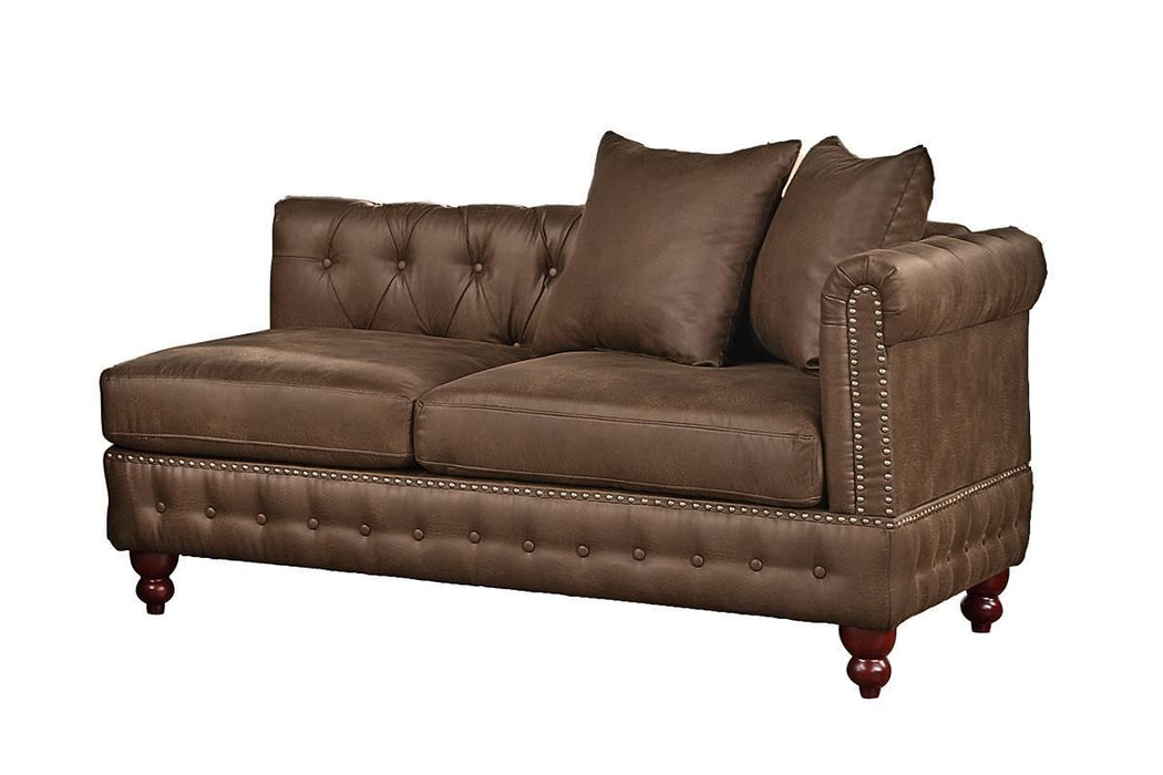Chixin Reversible L/R One-Arm Chaise Lounge in Dark Coffee