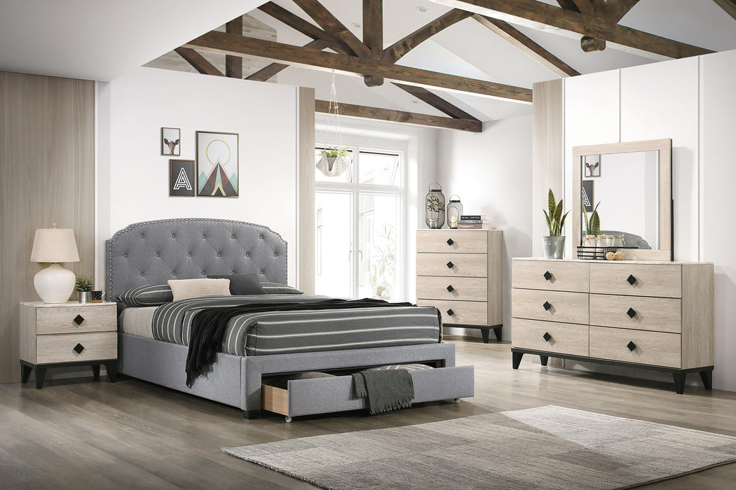 Liihcc Full Bed W/Drawer-Light Grey in Light Grey / Black
