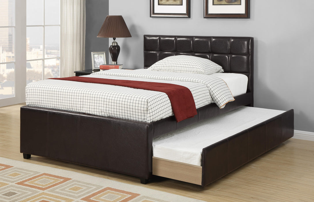 Liihcc Full Bed W/Trundle Squ Tufted Headboard Espresso in Brown / Na
