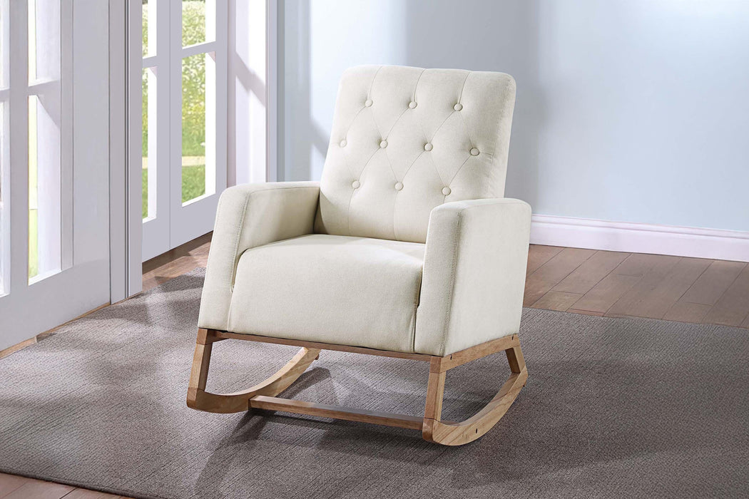 Bstfur Rocker Chair in Ivory Beige/Espresso