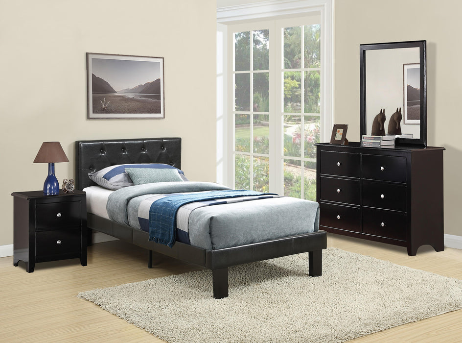 Chyuan Twin Bed in Black / Espresso
