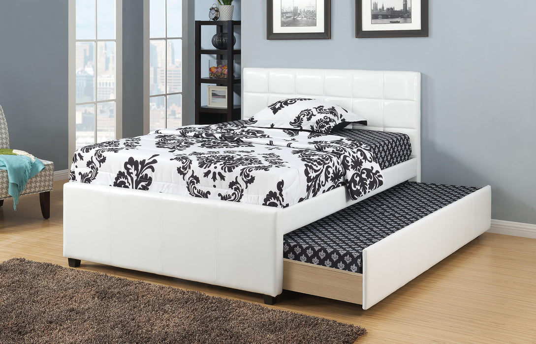 Liihcc Full Bed W/Trundle Squ Tufted Headboard White in White / Na