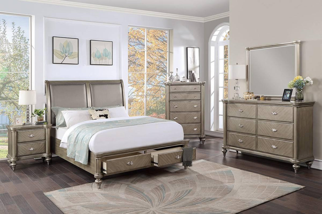 Mcraft Cal-King Bed in Antique Silver