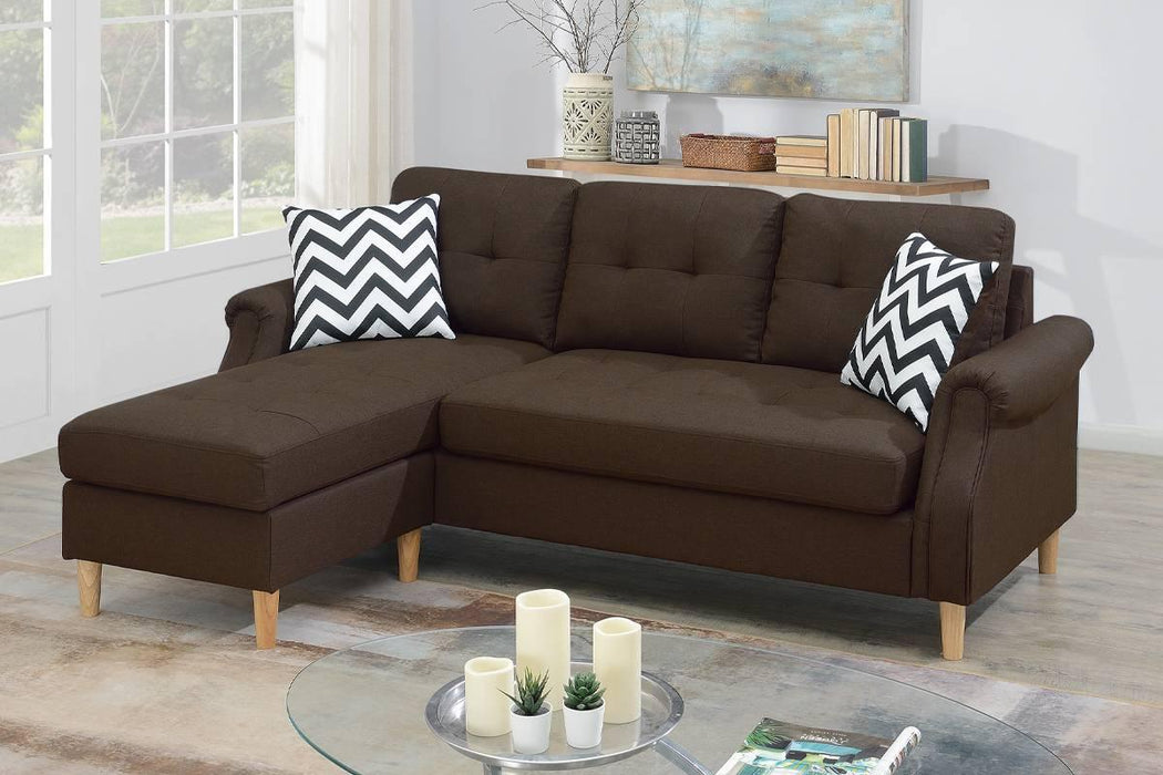 Taiyus Sectional Set W/2 Accent Pillows in Dark Coffee