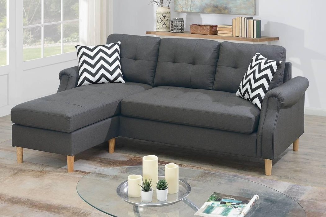 Taiyus Sectional Set W/2 Accent Pillows in Blue Grey