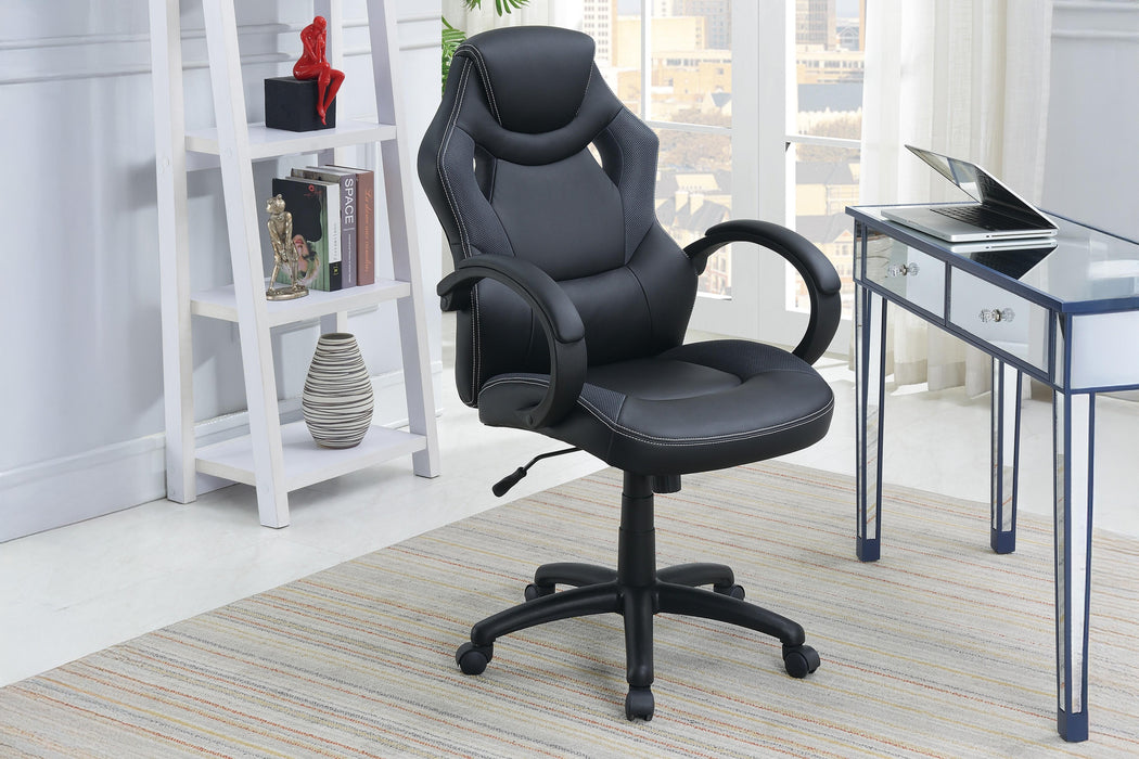 Uefurn Office Chair/Faux Leather in Black+Gray