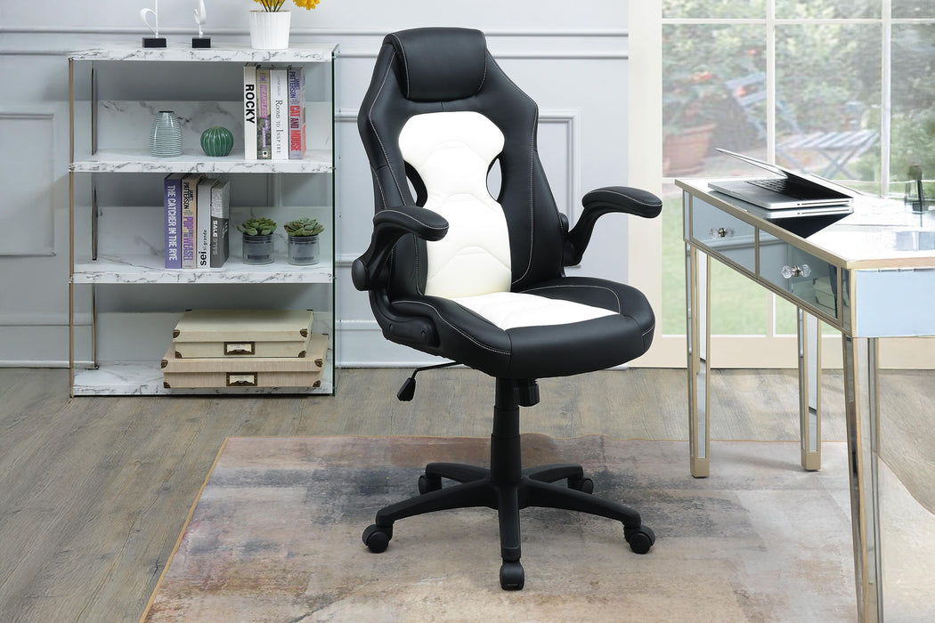 Uefurn Office Chair/Faux Leather in Black+White