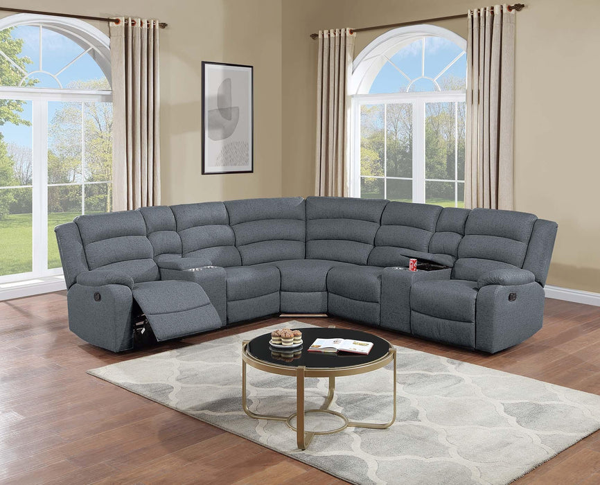 Uniqvn Manual Motion Sectional Set in Dark Gray