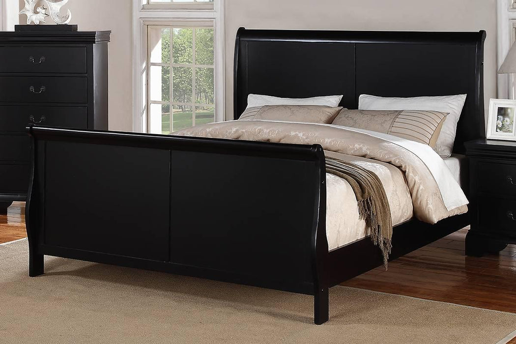 Vfvnco Queen Louis Phillippe Bed - Black in Black