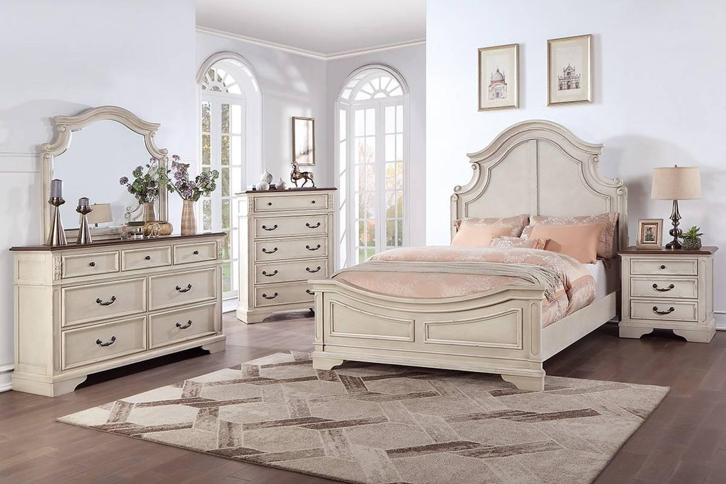 Viethn Cal-King Bed in Antique White