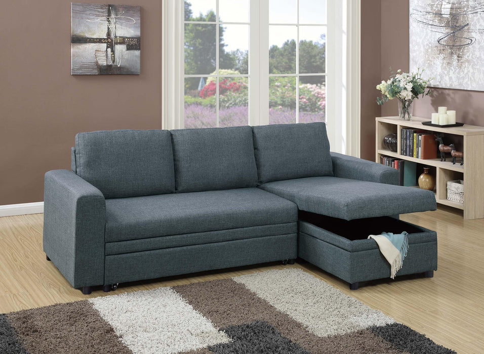 Vphong 2-Pcs Sectional Set in Grey Blue / Espresso