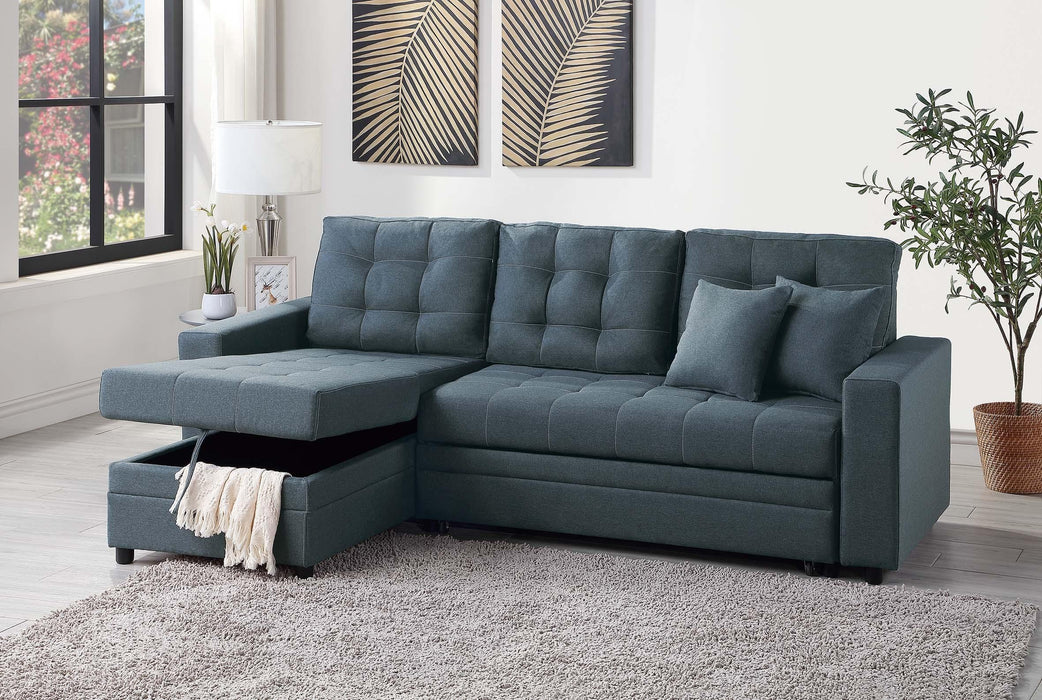 Vphong 2-Pcs Sectional Set in Blue Grey / Espresso