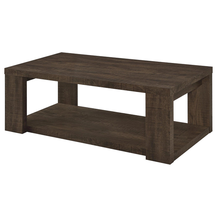 Pavone Open-Shelf Coffee and End Table Set - Dark Rustic Mango 2-Piece Set