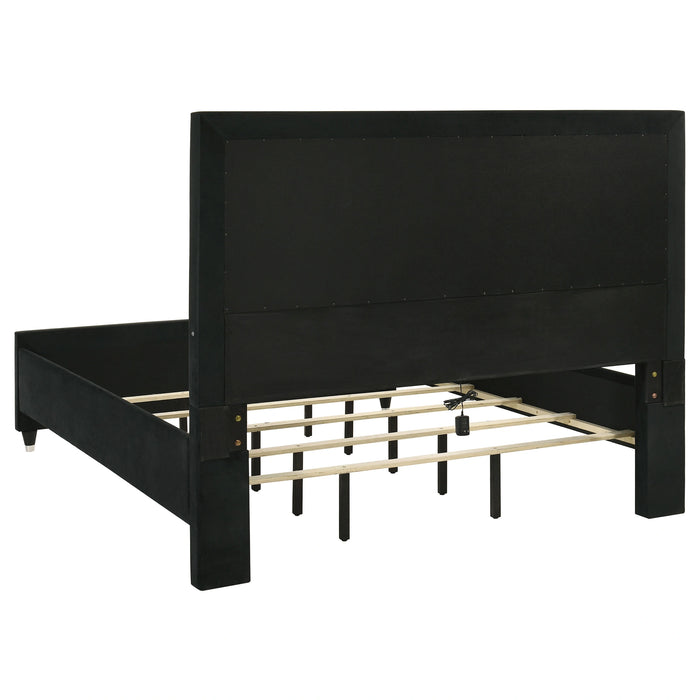 Ravenne Velvet Upholstered LED Panel Bed