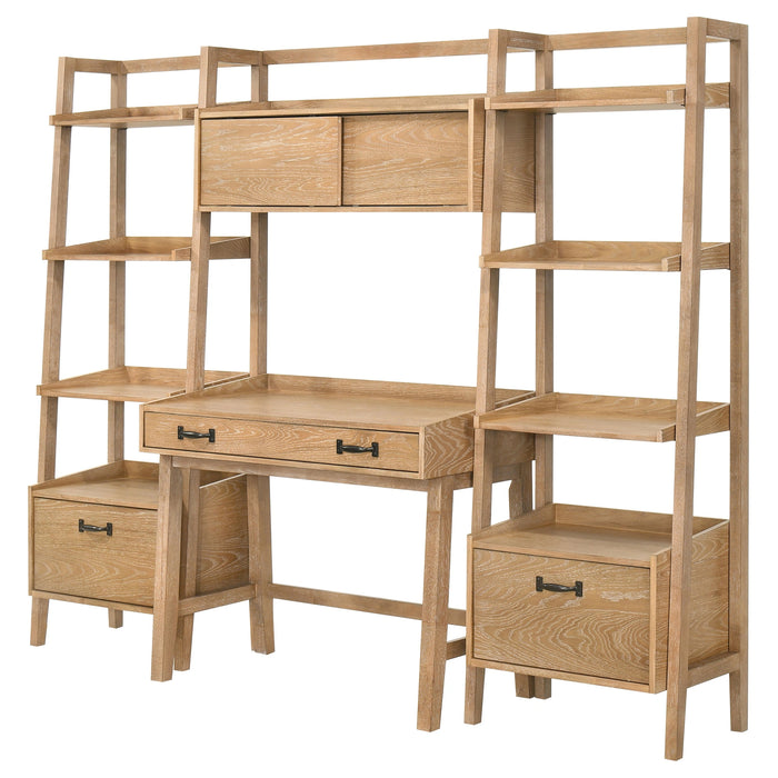 Fabian Desk and Bookshelf Set (Desk, 2 Bookcase and Bridge)