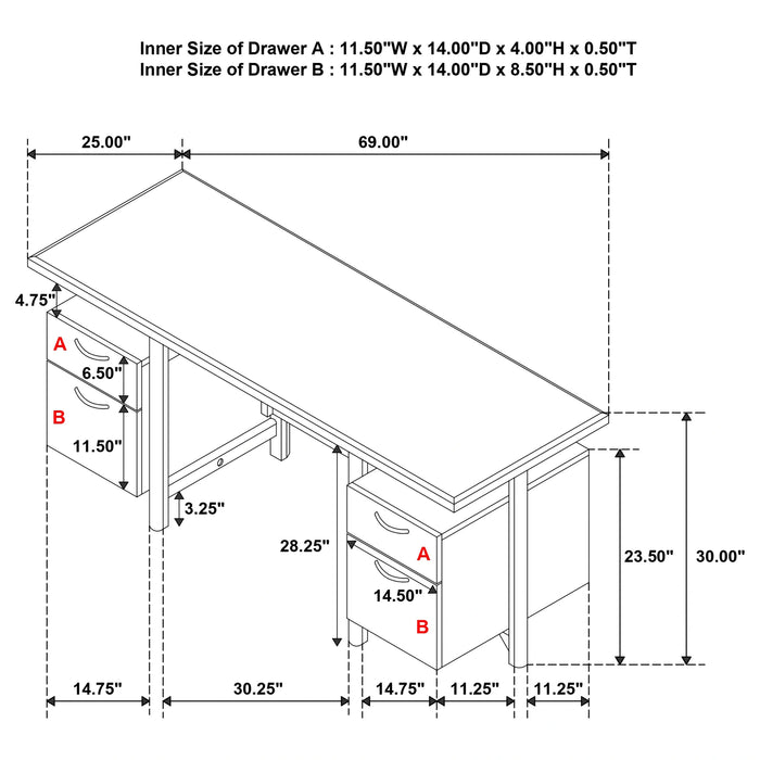 Roldan 69-inch Computer Desk
