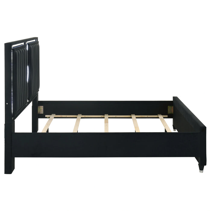 Ravenne Velvet Upholstered LED Panel Bed