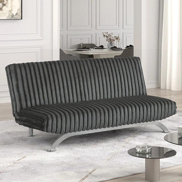Villeneuve Futon Sofa Bed Black, Pink, & Grey