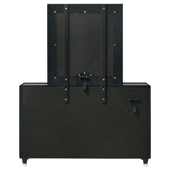 Ravenne Velvet Upholstered LED Dresser and Mirror