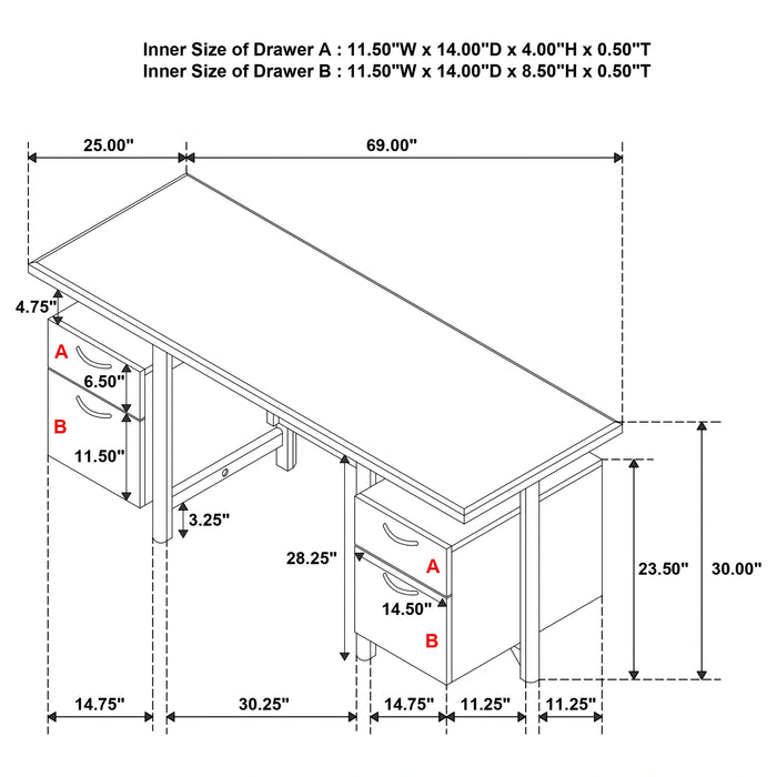 Roldan 69-inch Computer Desk