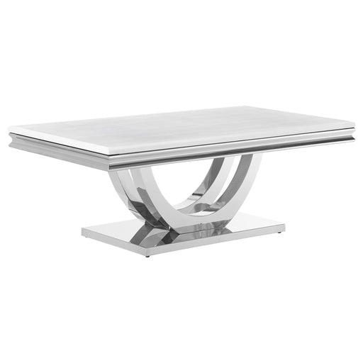 Kerwin U-base Rectangle Coffee Table White and Chrome image