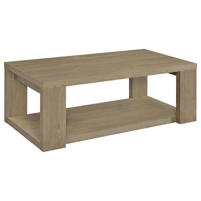 Pavone Open-Shelf Coffee and End Table Set - Latte 3-Piece Set