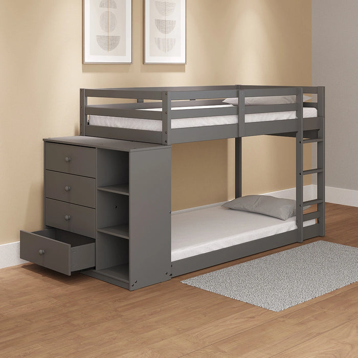 Bunk Bed (T/T) w/4 Drawers & 3 Compartments