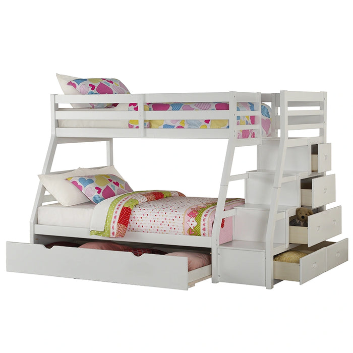 Bunk Bed (T/F) w/Trundle (Full) & Storage