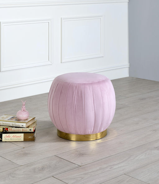 Zinnia Pink Carnation Velvet & Gold Ottoman image