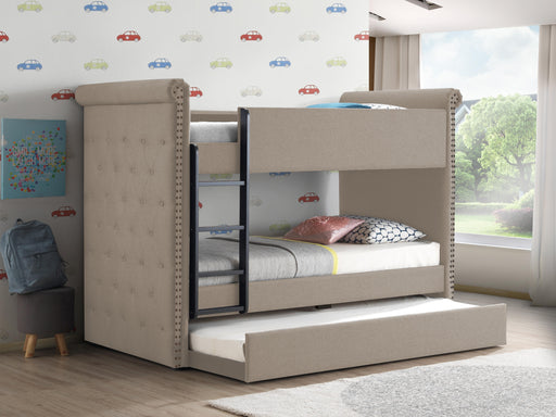 Romana II Beige Fabric Bunk Bed & Trundle (Twin/Twin) image