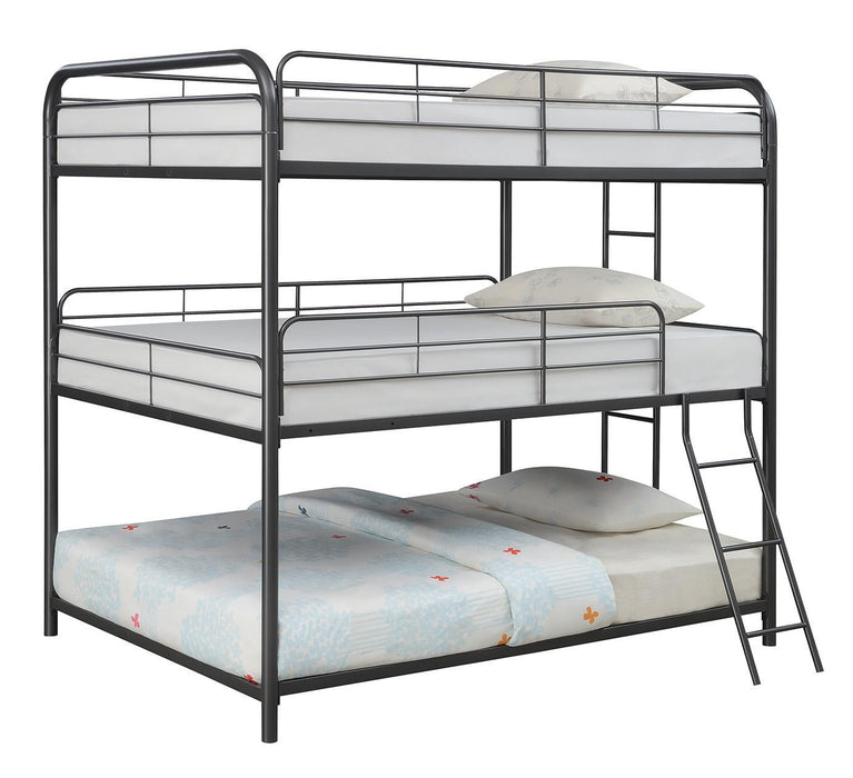 Garner Triple Full Bunk Bed with Ladder Gunmetal