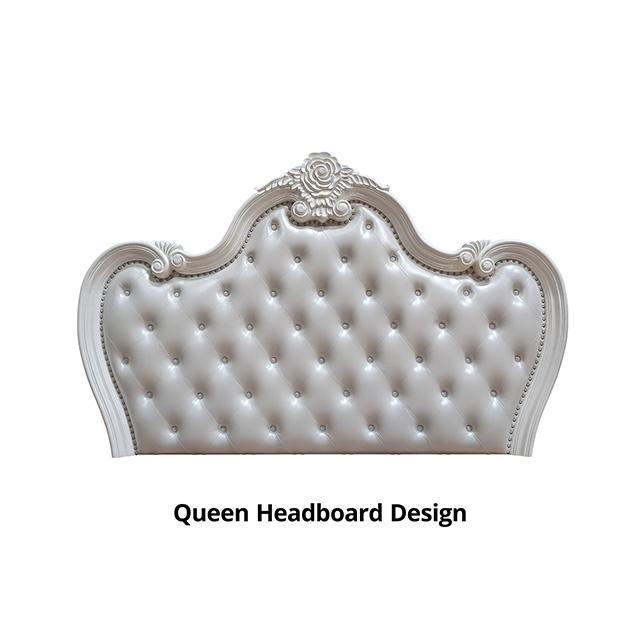 Ventresca E.King & Queen Bed White & Chrome