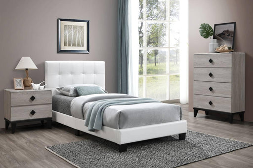 Chyuan Twin Bed/White Pu in White / Black image