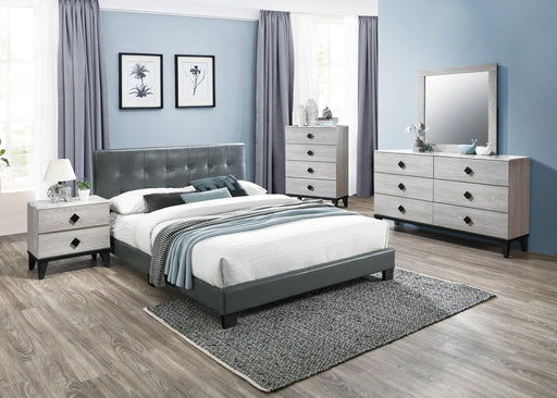 Chyuan Full Bed/Grey Pu in Grey / Black image