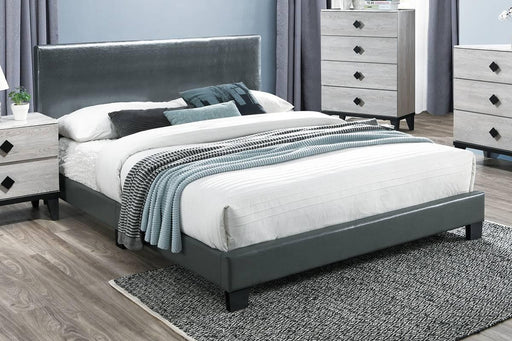 Chyuan Queen Bed-Grey Pu in Grey/Espresso image