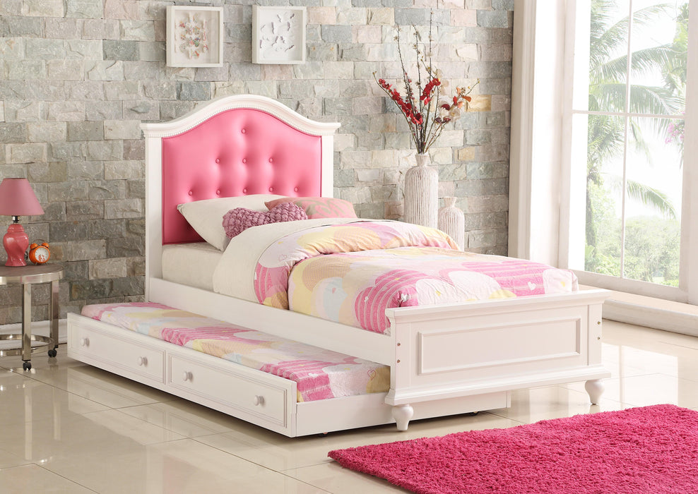 Mcraft Twin Bed W/Trundle-Pink+White in White image