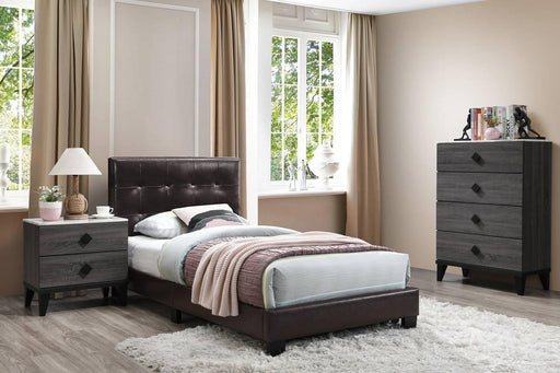 Chyuan Twin Bed/Brown Pu in Brown / Black image