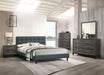 Chyuan Eastern King Bed/Charcoal Fabric in Charcoal/Espresso image