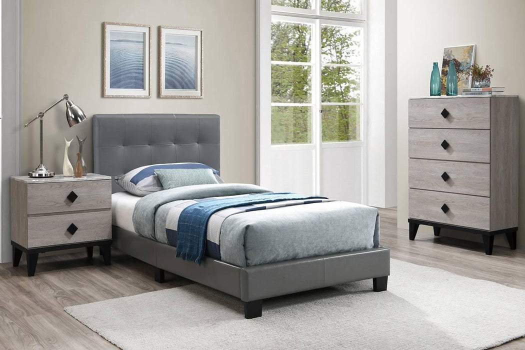 Chyuan Twin Bed/Grey Pu in Grey / Black image