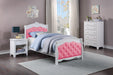 Mcraft Twin Bed-White/Pink Pu in White image