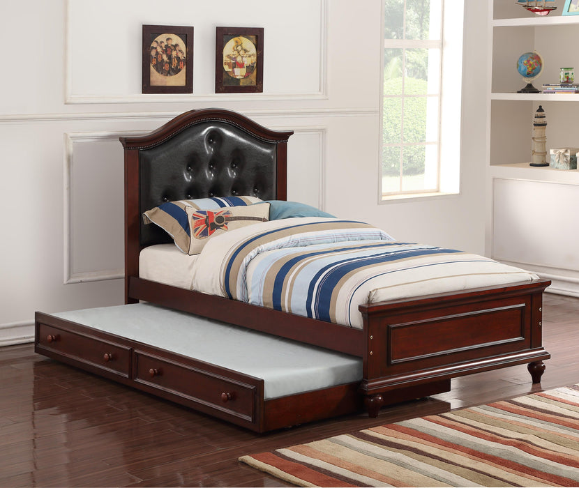 Mcraft Twin Bed W/Trundle-Black+Cherry in Dark Cherry image