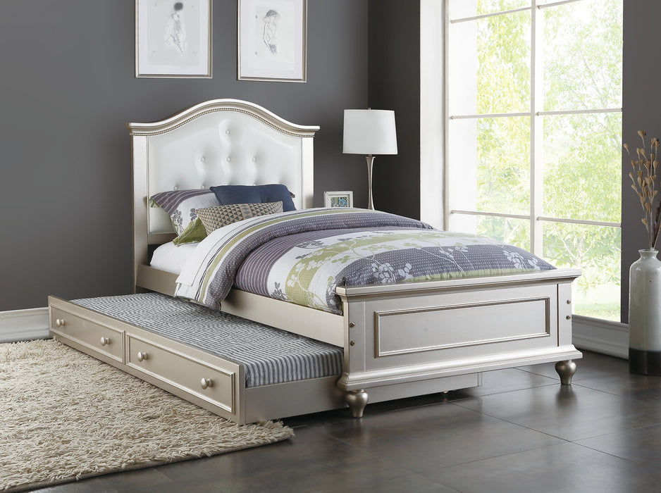 Mcraft Twin Bed W/Trundle-White+Silver in Silver image