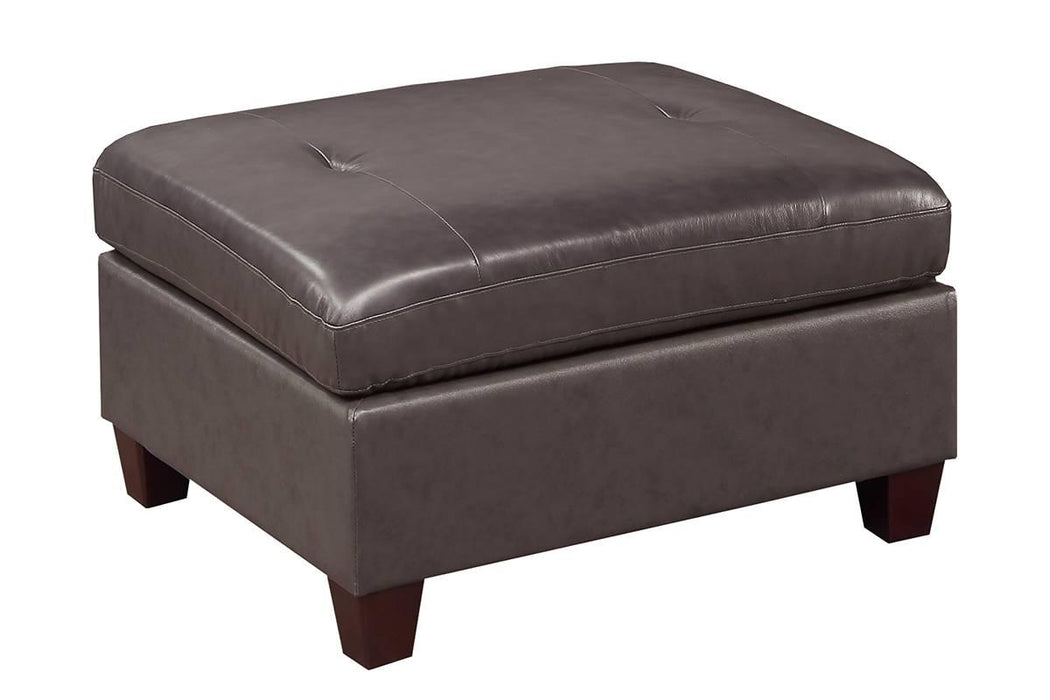 Uefurn Ottoman/ Dark Coffee Genuine Leather in Dark Coffee image