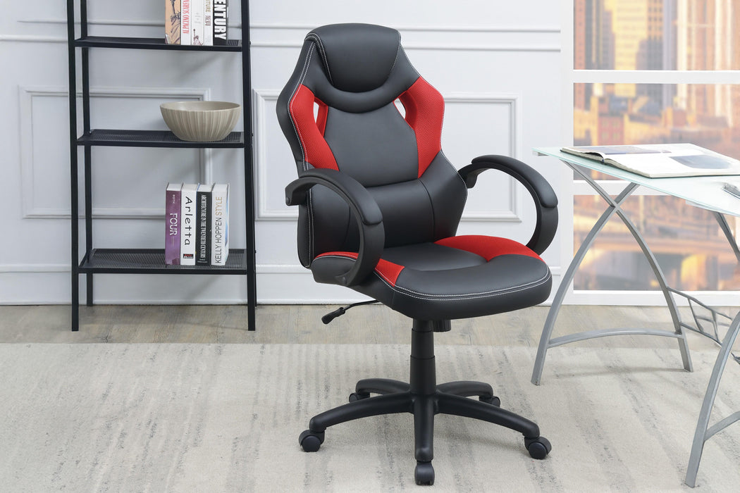 Uefurn Office Chair/Faux Leather in Black+Red image