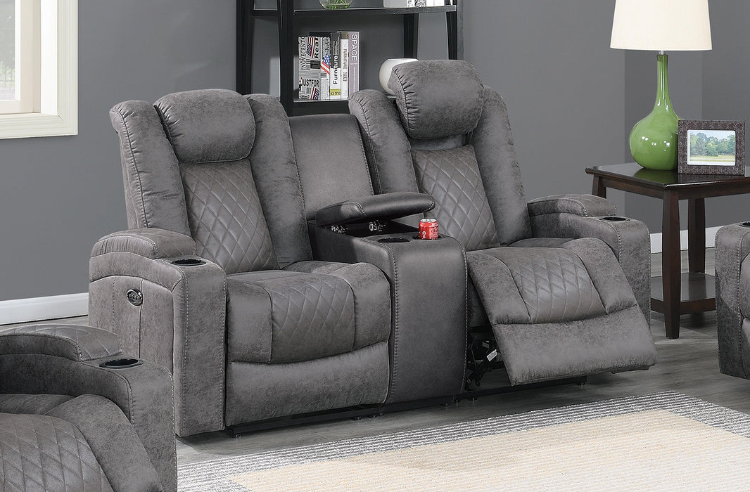 Uefurn Power Loveseat W/Console in Antique Grey image