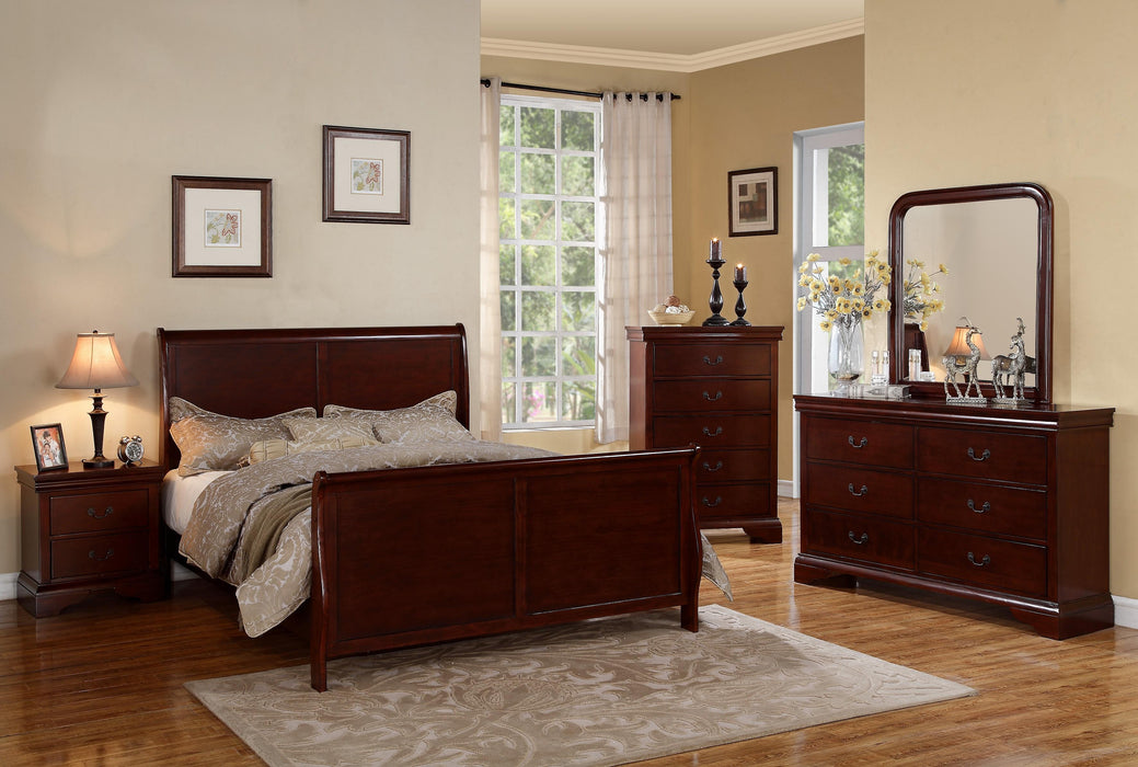 Vfvnco Queen Louis Phillippe Bed - Cherry in Cherry
