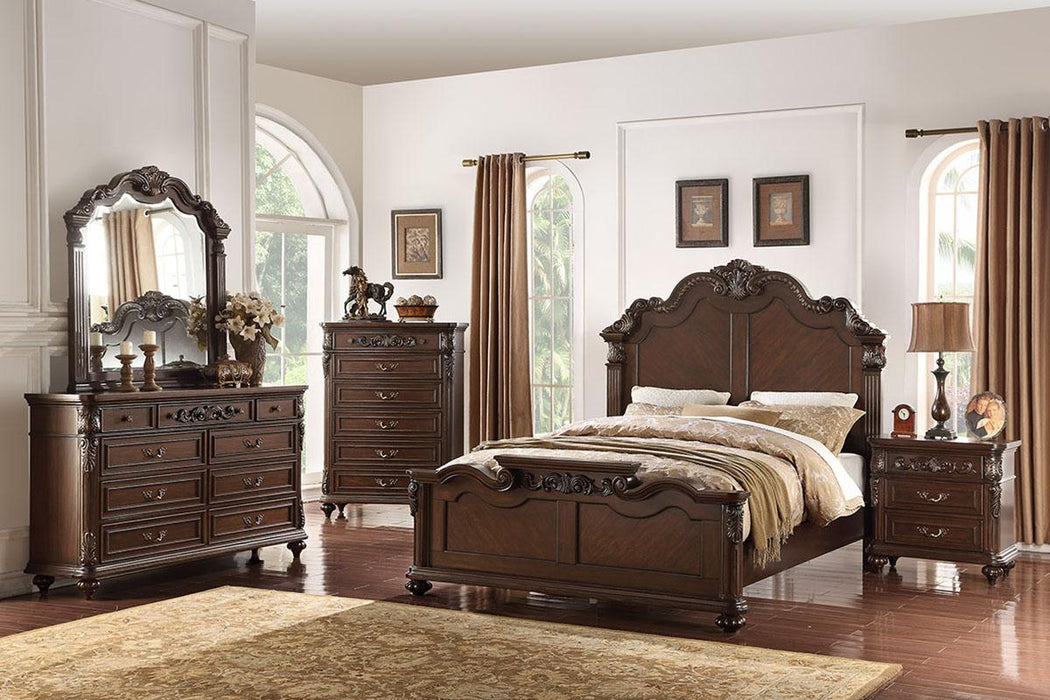 Viethn Queen Bed/Vaneer/Dark Walnut in Antique Cherry image